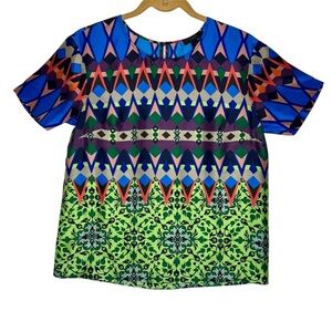 J. Crew Gemstone Short Sleeve Silk Blouse | Size 2